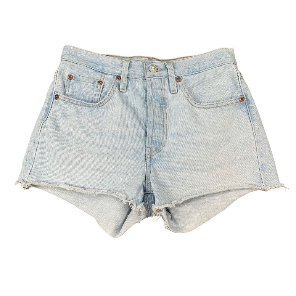 Levis Jean Short Womens 26 Blue 501 Cotton Denim Button Fly Cutoff Daisy Dukes